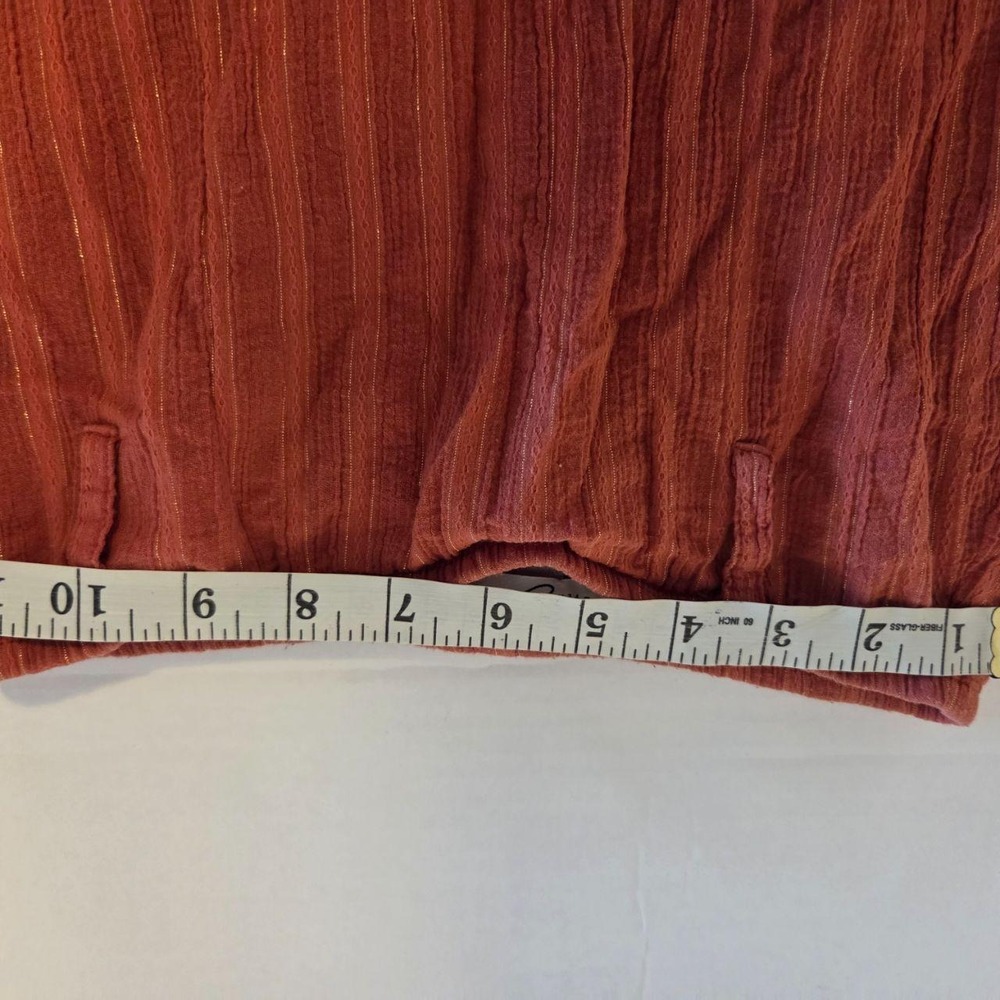 Byer California Womens Large Rust Terracotta Metallic Stripe Tiered Maxi Skirt - Picture 4 of 4